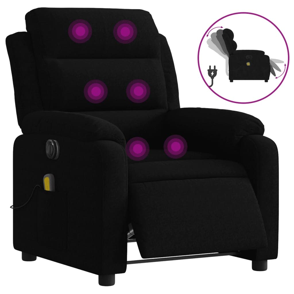 vidaXL Poltrona de massagens reclinável elétrica veludo preto