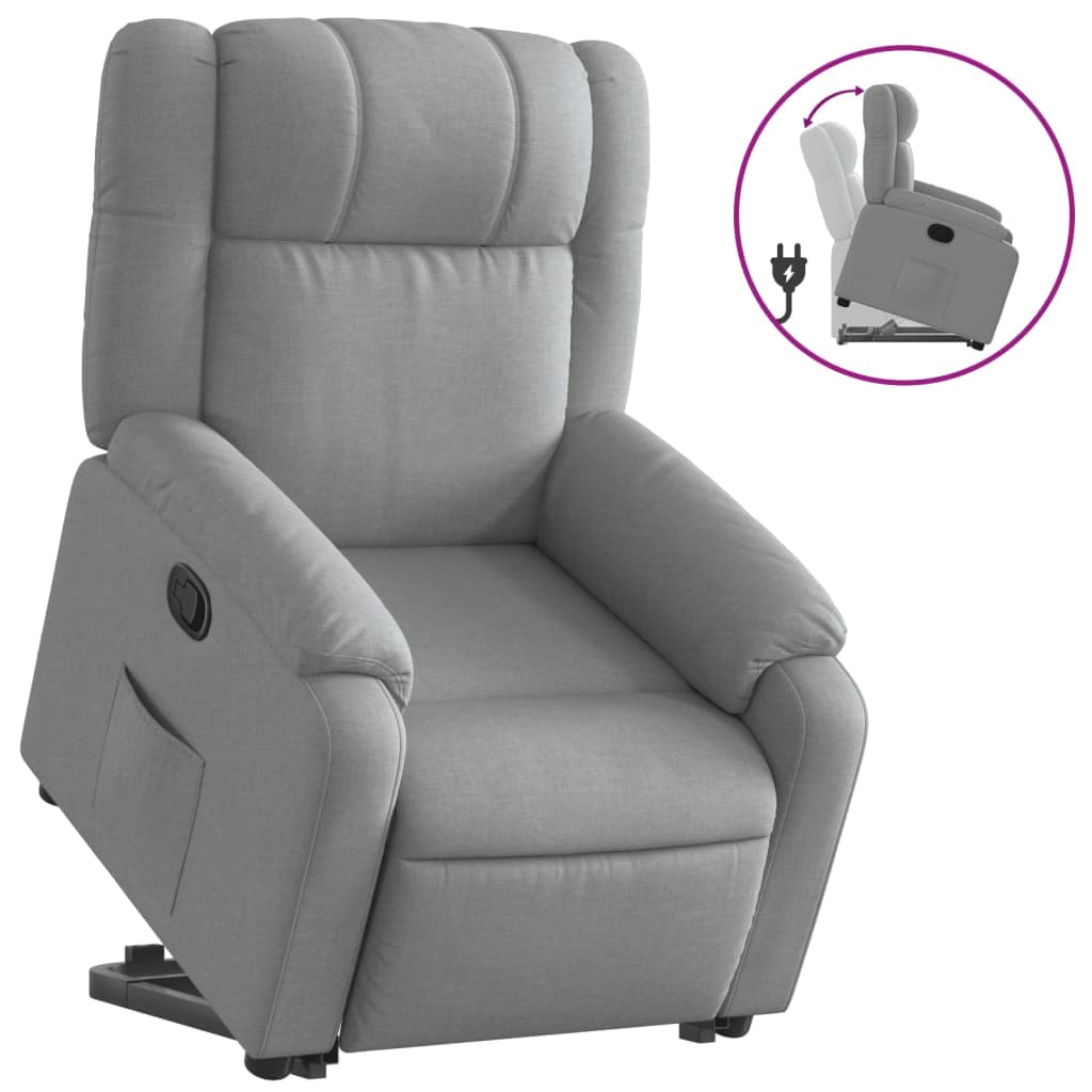 vidaXL Poltrona Reclinável Elevatória Tecido Cinzento-claro - 3304813281