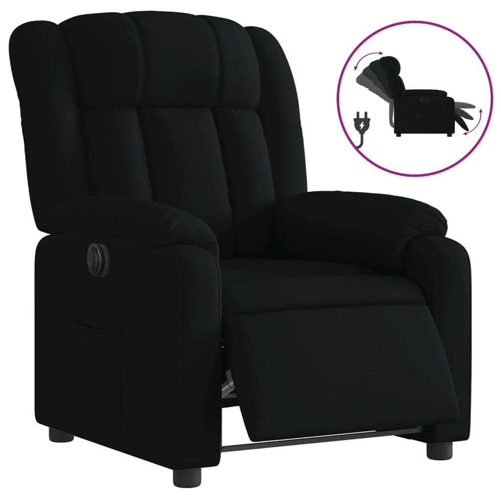 vidaXL Poltrona elétrica reclinável tecido preto