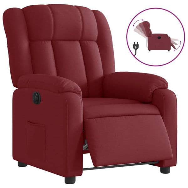 vidaXL Poltrona Elétrica Reclinável Tecido Vermelho Tinto - 2338151435