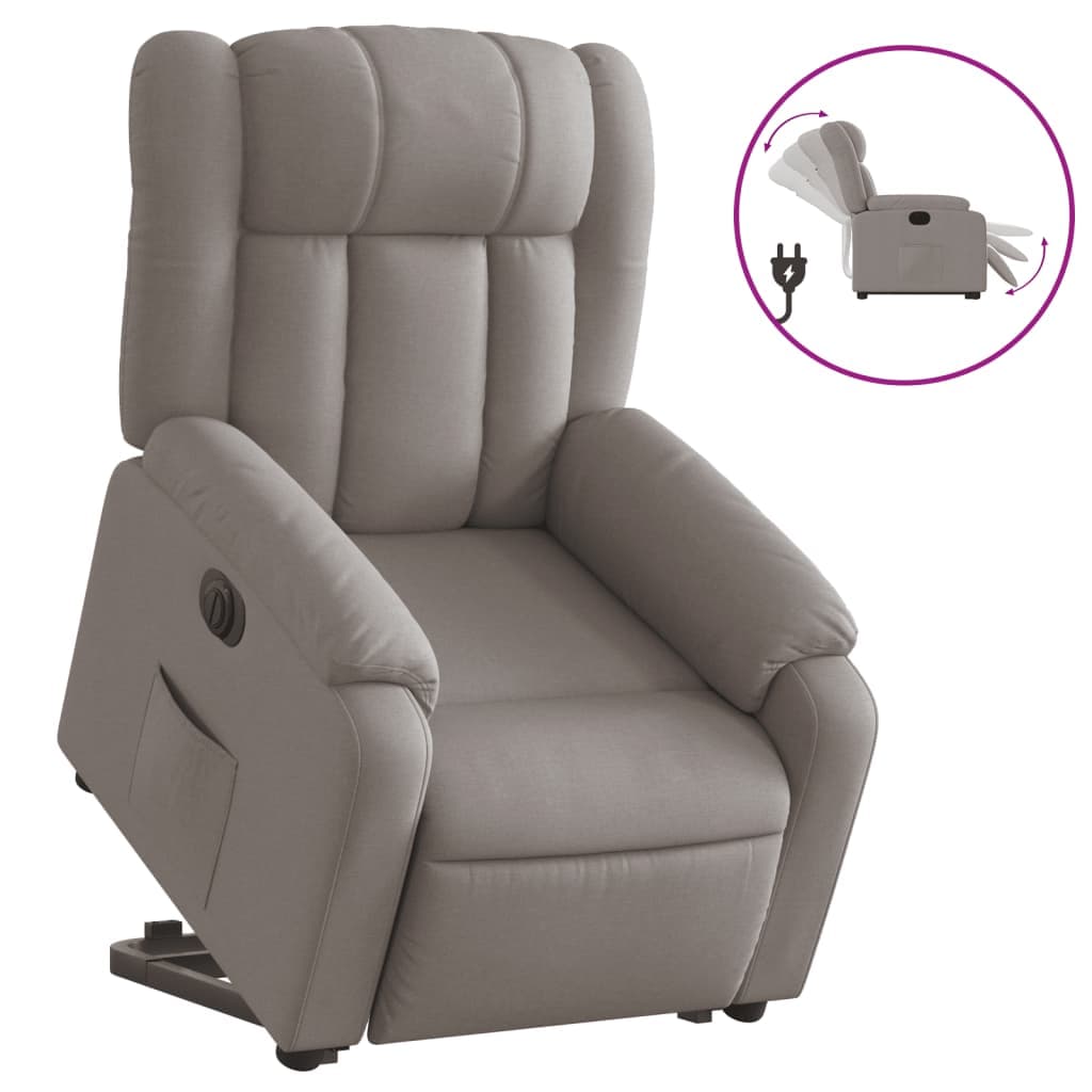 vidaXL Poltrona Reclinável Elevatória Elétrica Cinza-acastanhado - 1098921164