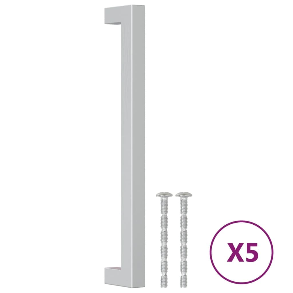 vidaXL Puxadores para móveis 5 pcs 192 mm aço inoxidável prateado