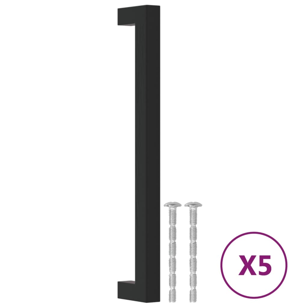vidaXL Puxadores para móveis 5 pcs 192 mm aço inoxidável preto