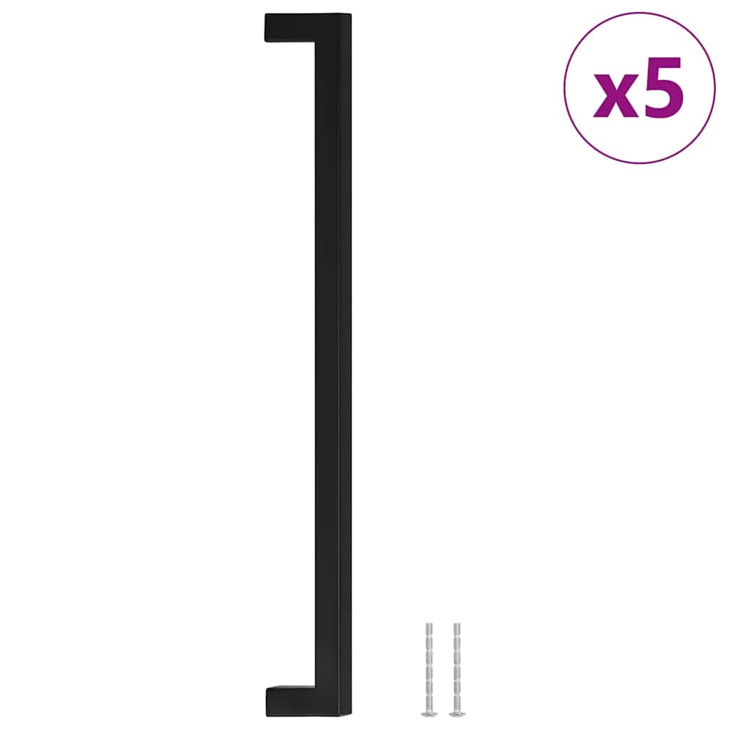vidaXL Puxadores para móveis 5 pcs 320 mm aço inoxidável preto