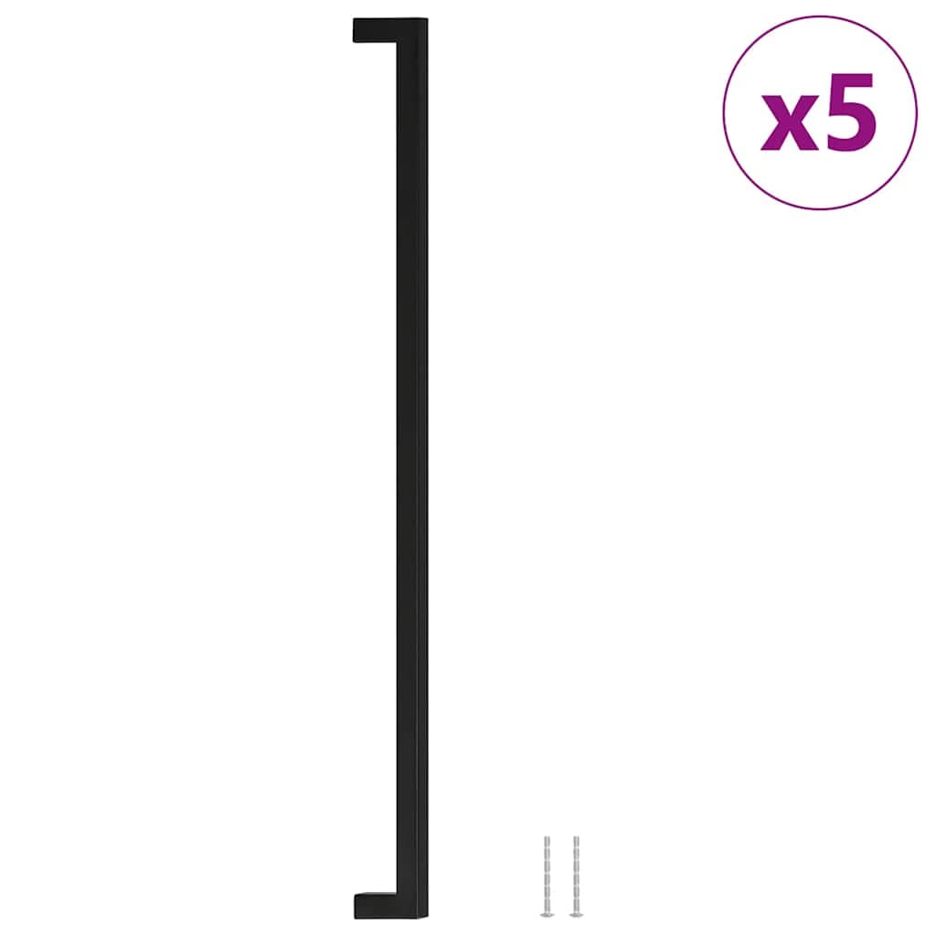vidaXL Puxadores para móveis 5 pcs 480 mm aço inoxidável preto