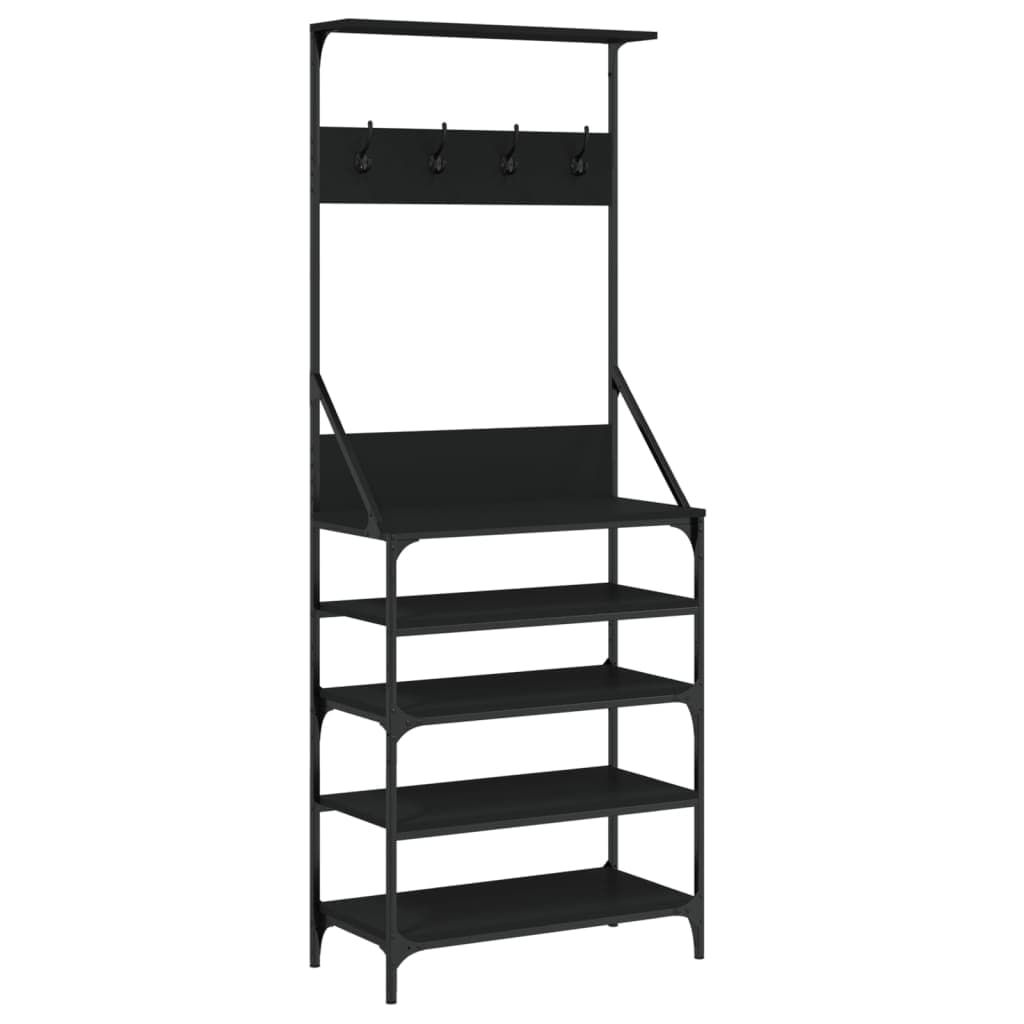 vidaXL Bengaleiro c/ arrumação de calçado 70x34x184 cm preto