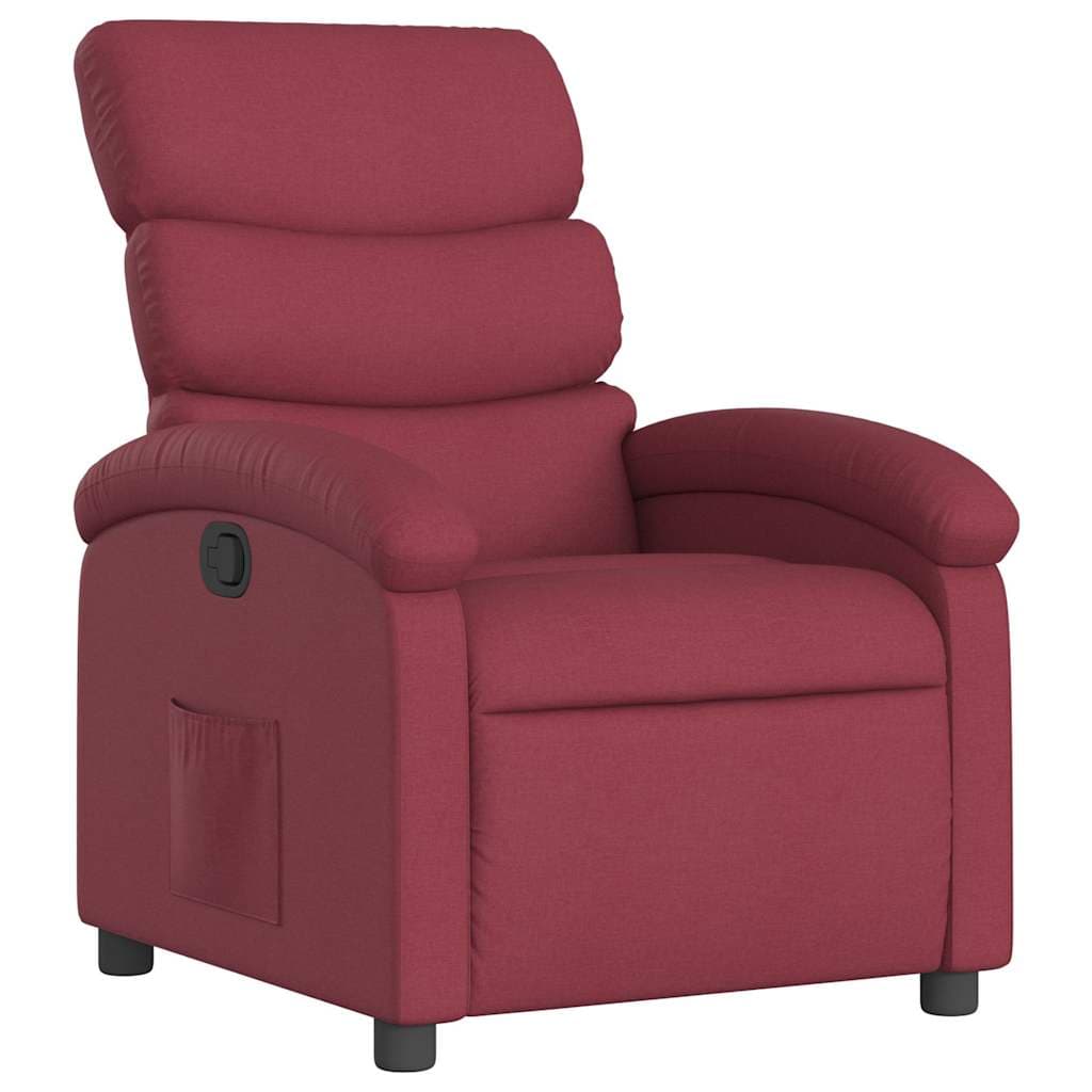 vidaXL Poltrona reclinável tecido vermelho tinto