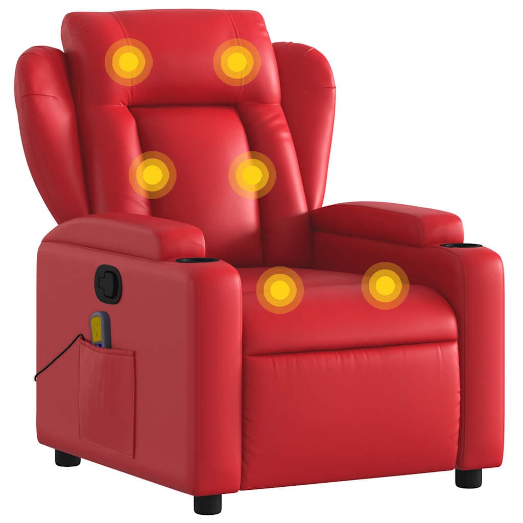 Poltrona de Massagens Reclinável Couro Artificial Vermelho - 2529070532