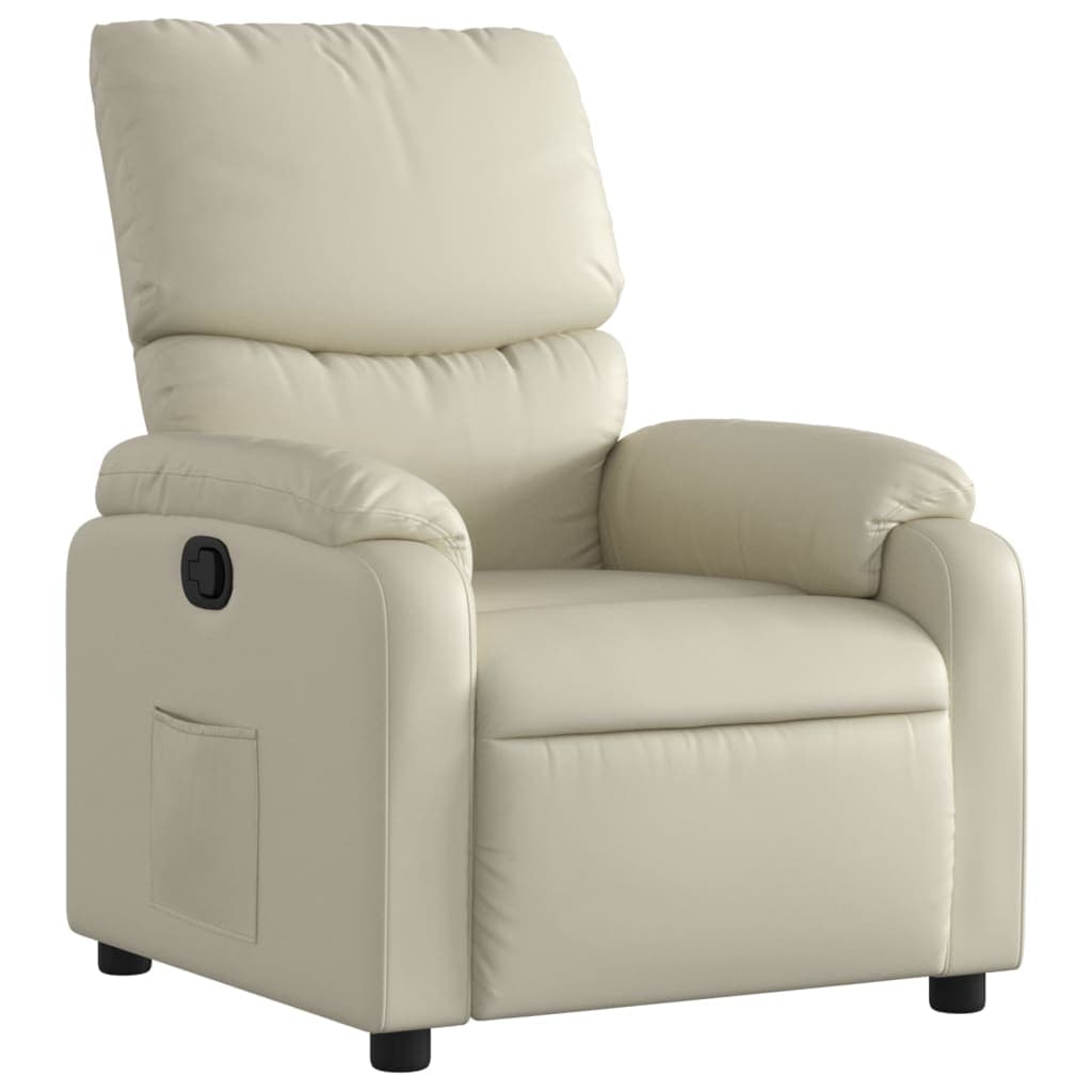 vidaXL Poltrona reclinável couro artificial cor creme