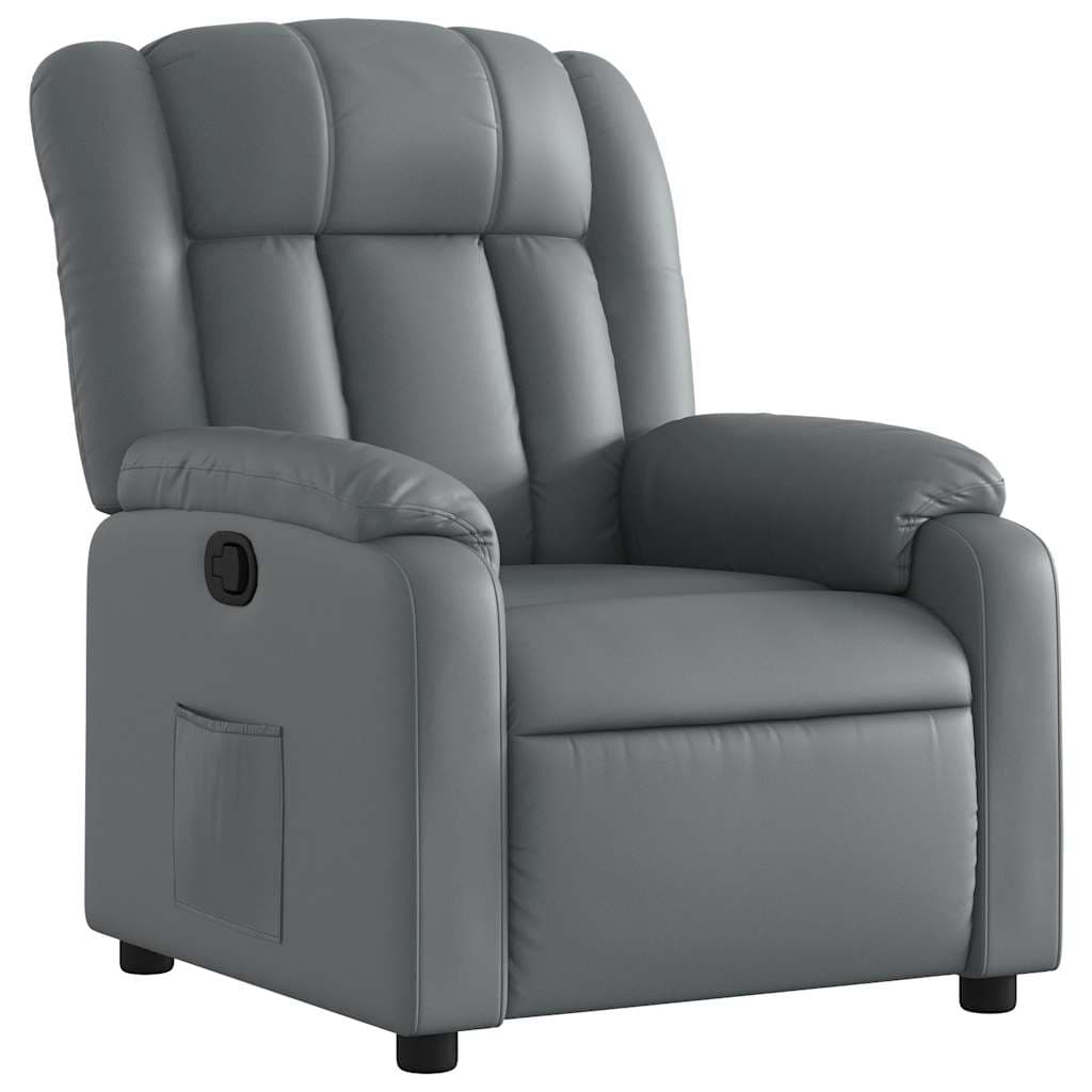vidaXL Poltrona reclinável couro artificial cinzento