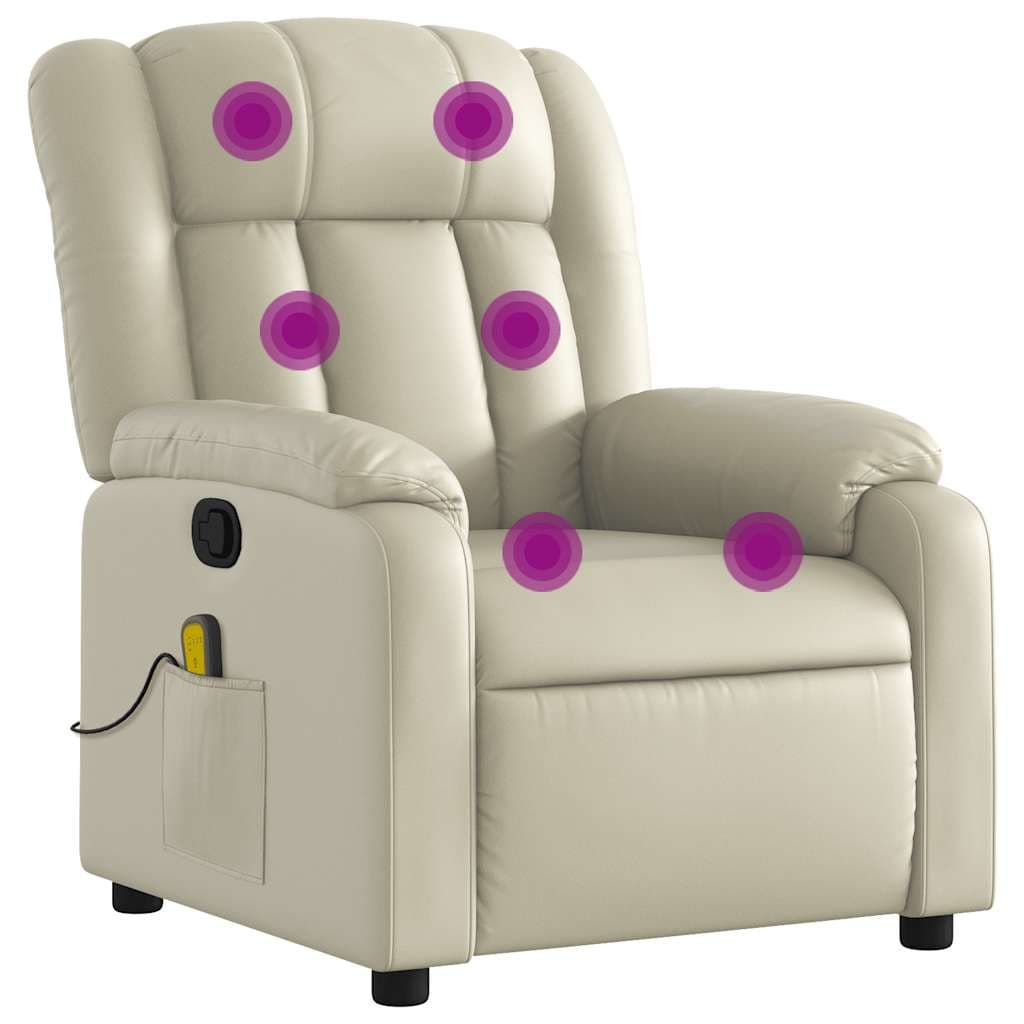 Poltrona de Massagens Reclinável Couro Artificial Creme - 632308805