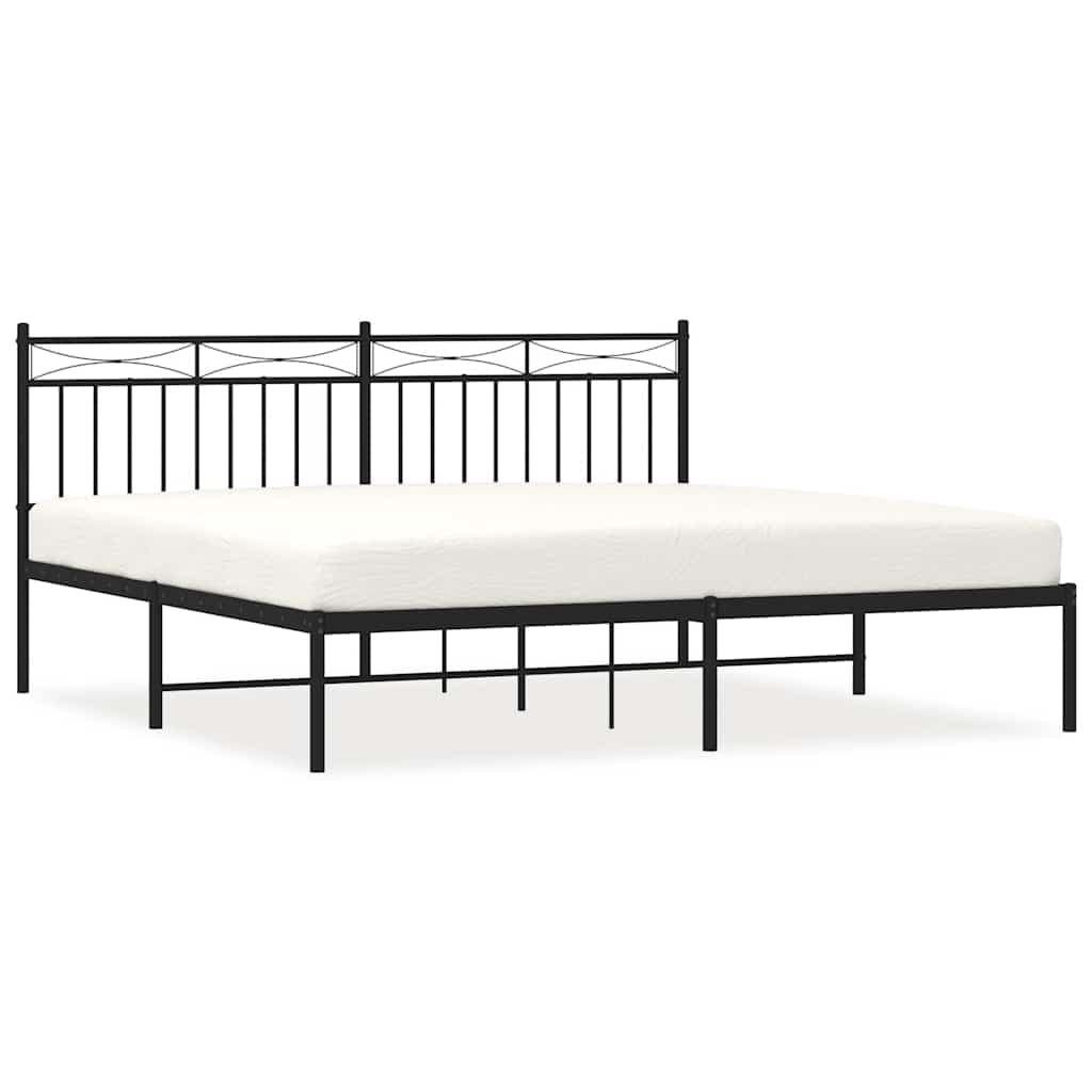vidaXL Estrutura de Cama com Cabeceira 183x213 cm Metal Preto - 1205259220