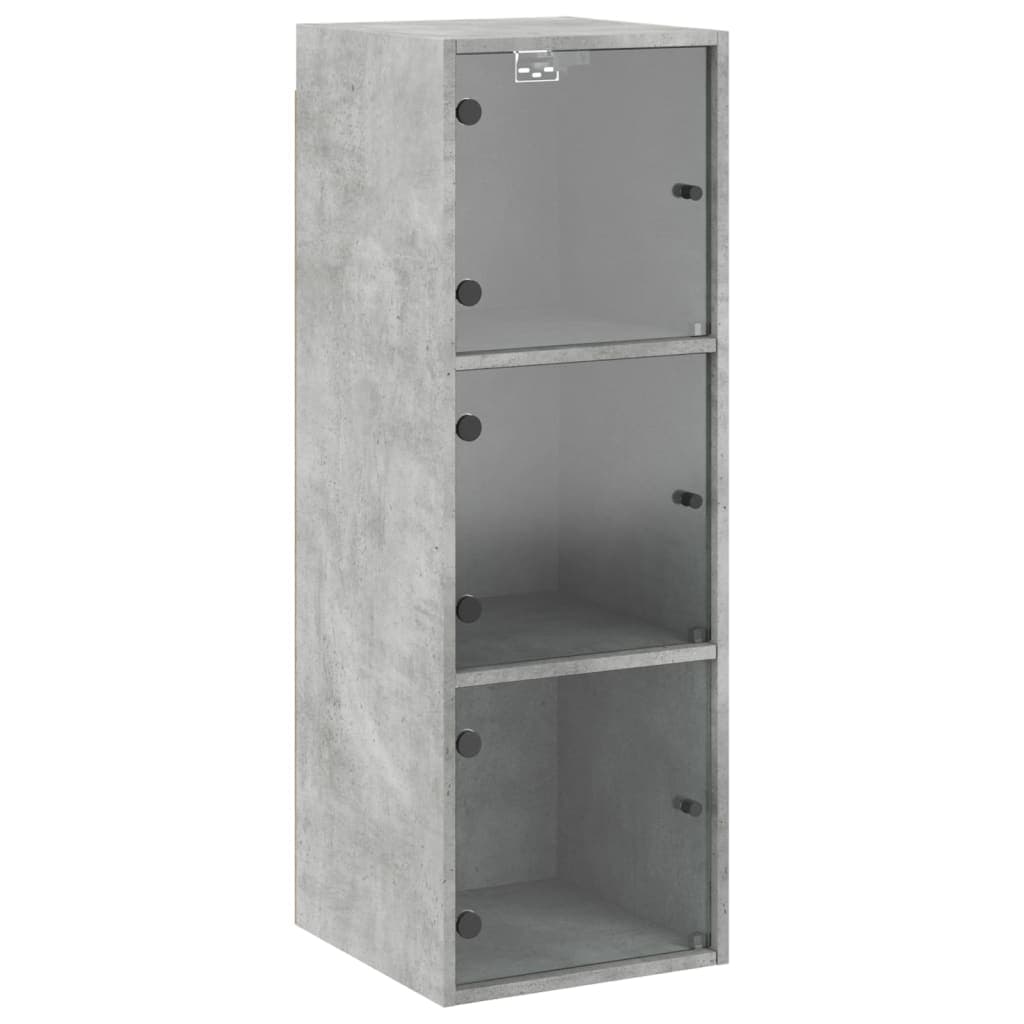 vidaXL Armário de parede c/ portas de vidro 35x37x100cm cinza cimento