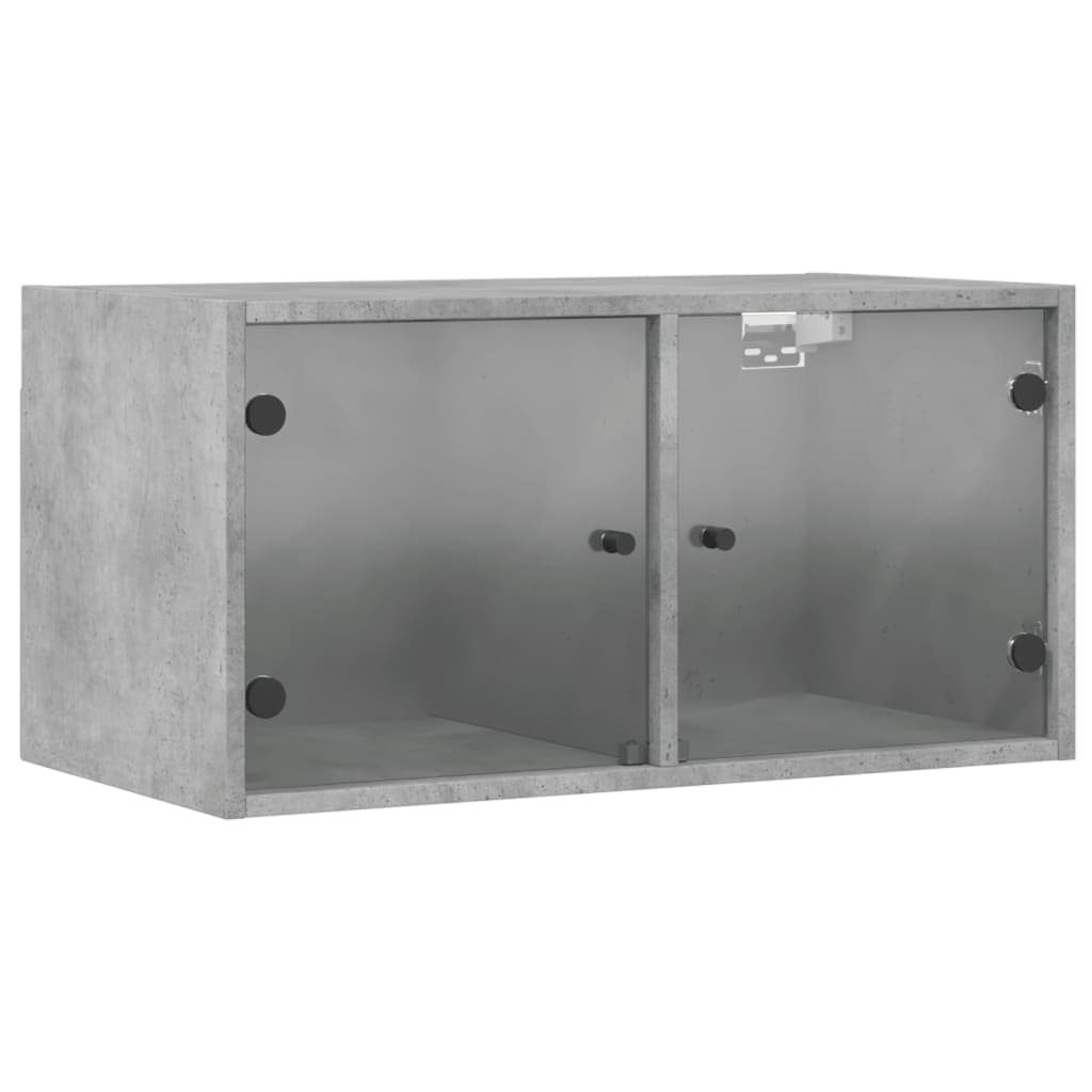 vidaXL Armário de parede c/ portas de vidro 68,5x37x35cm cinza cimento