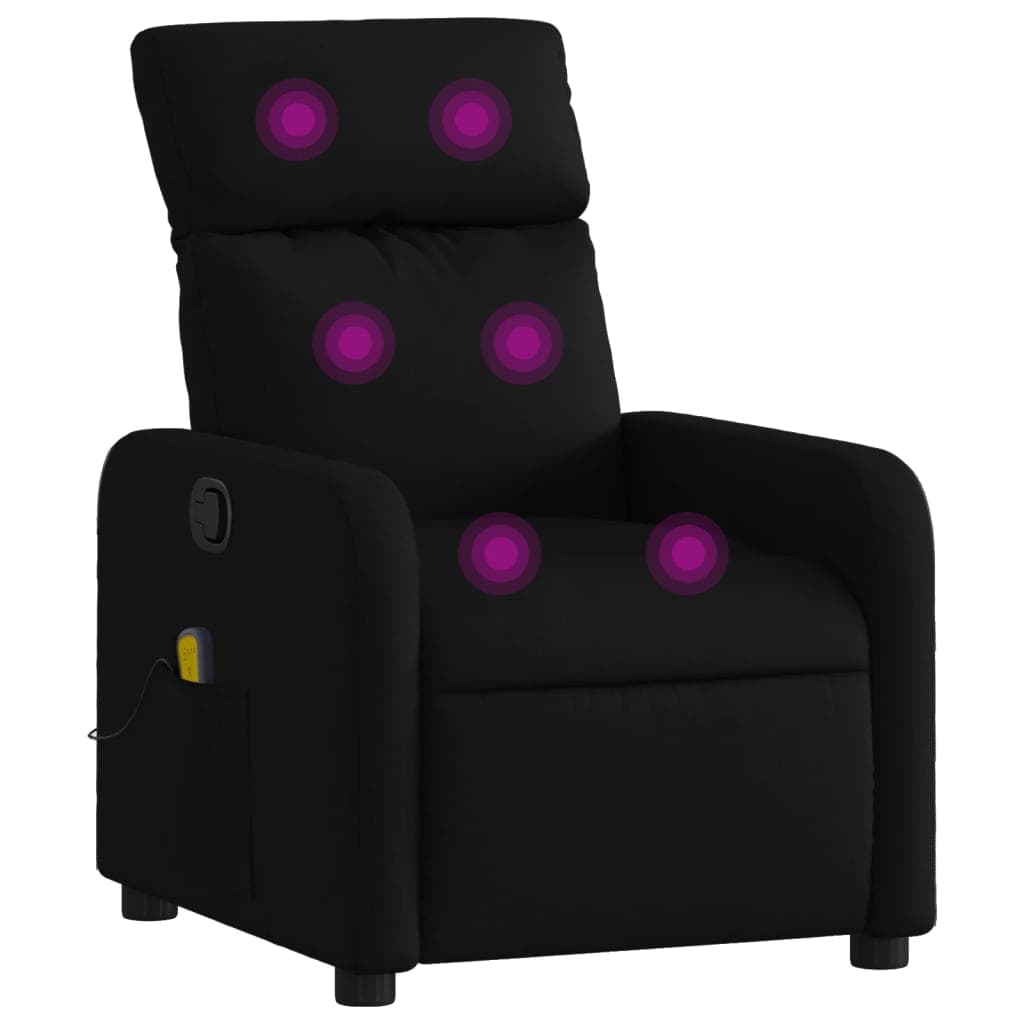 vidaXL Poltrona reclinável de massagem em tecido preto