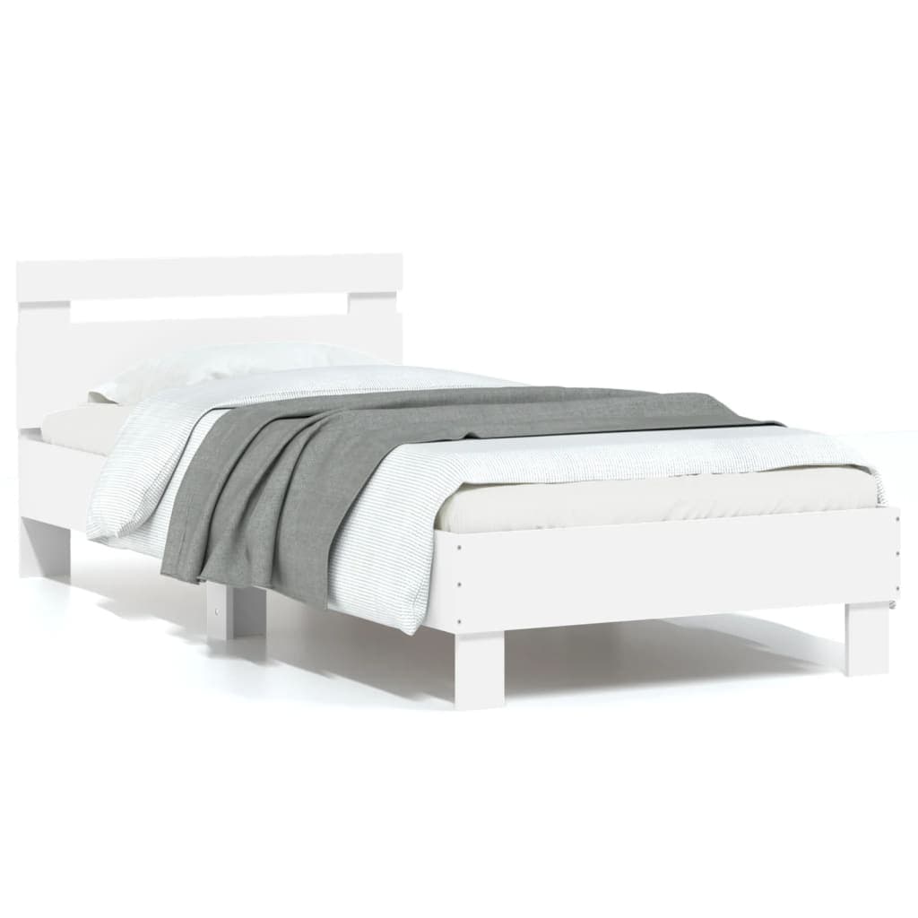 vidaXL Estrutura Cama Cabeceira 75x190 cm Derivados de Madeira Branco - 1844876615