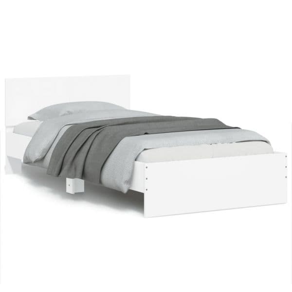 vidaXL Estrutura Cama C/ Cabeceira 100x200 cm Derivados Madeira Branco - 2957942856