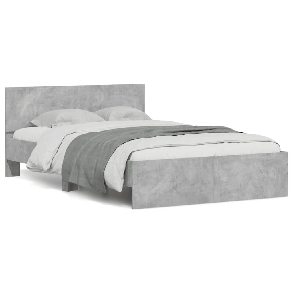 vidaXL Estrutura de cama com cabeceira 120x200 cm cinzento cimento