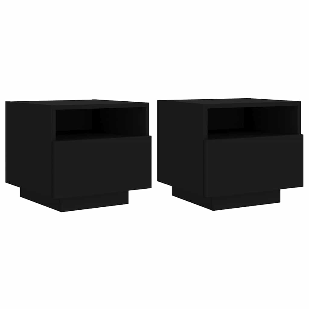 vidaXL Mesas de cabeceira c/ luzes LED 2 pcs 40x39x37 cm preto