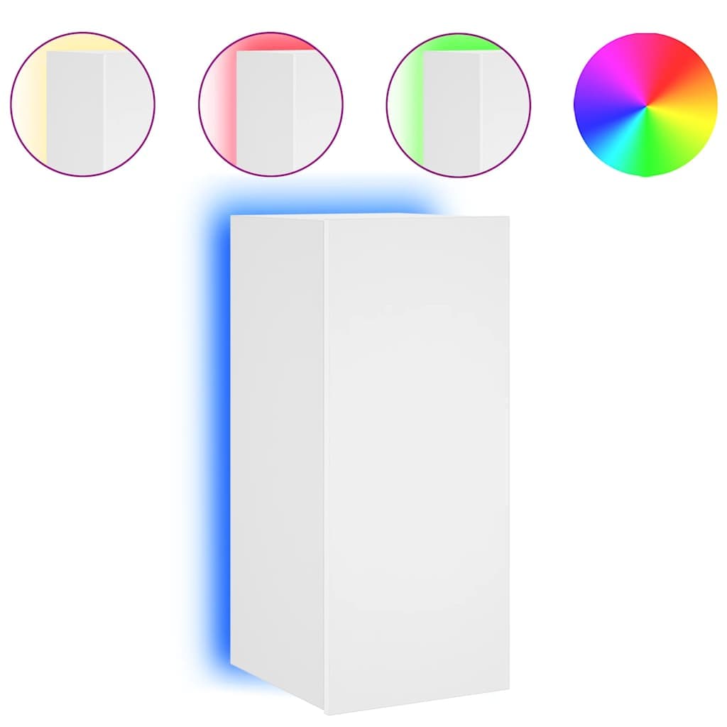 vidaXL Móvel de parede para TV com luzes LED 30,5x35x70 cm branco