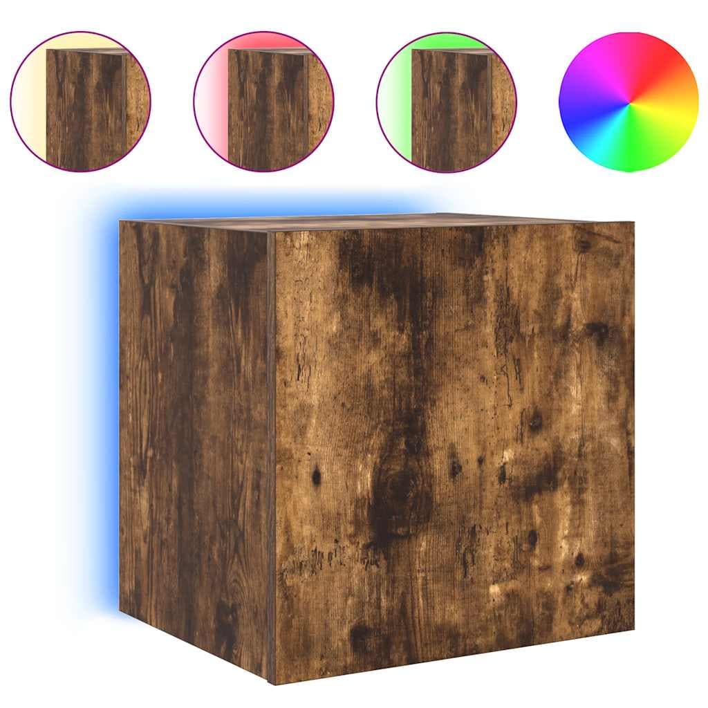 vidaXL Móvel de parede p/ TV c/ luzes LED 40,5x35x40cm carvalho fumado