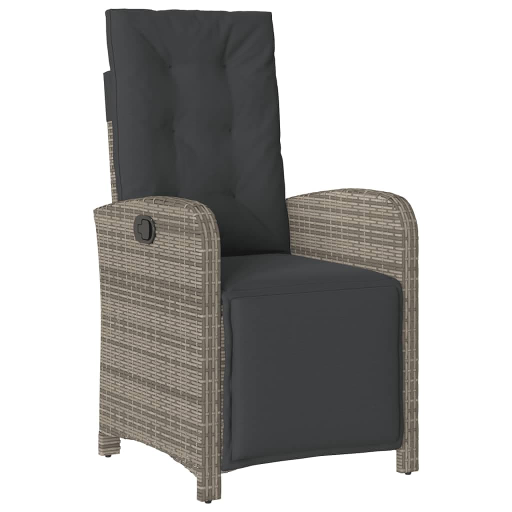 vidaXL Cadeira de jardim reclinável c/ apoio para os pés vime PE cinza
