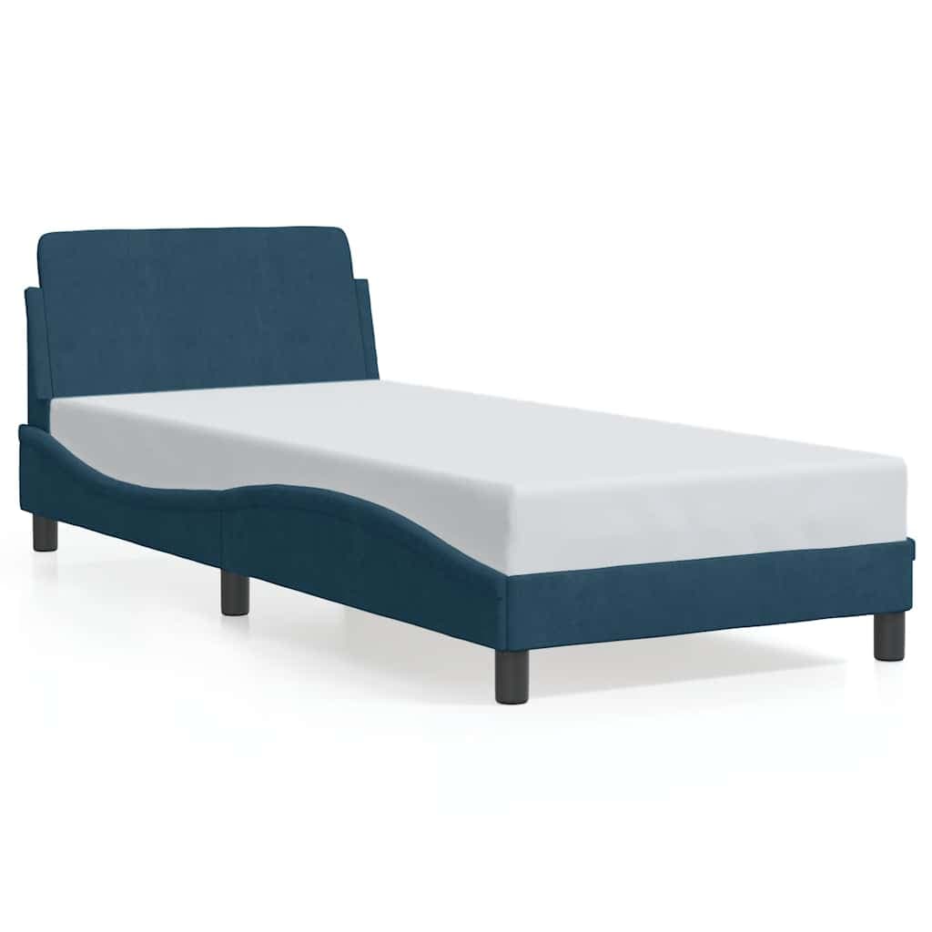 vidaXL Estrutura de cama com cabeceira Dover 90x190 cm veludo azul