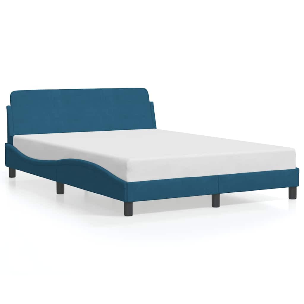 vidaXL Estrutura de cama com cabeceira Dover 140x190 cm veludo azul