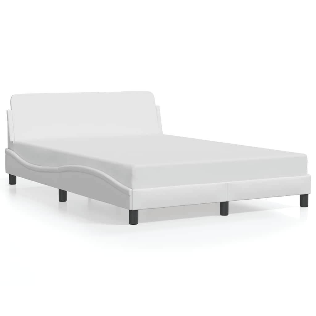 vidaXL Estrutura de cama Dover couro artificial 140x190 cm branco