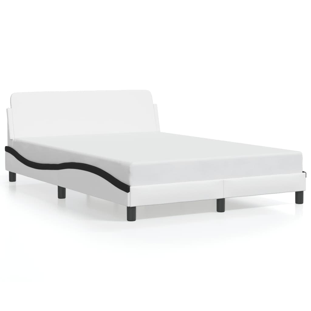 vidaXL Estrutura de cama Dover couro artif. 140x190cm branco/preto