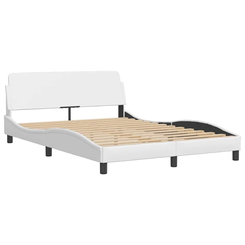 vidaXL Estrutura de cama Dover 140x200 cm couro artificial branco