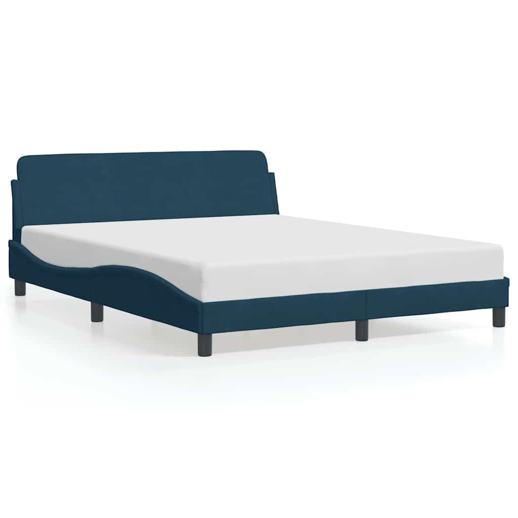 vidaXL Estrutura de cama com cabeceira Dover 160x200 cm veludo azul
