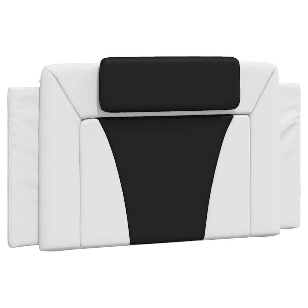 vidaXL Almofadão de cabeceira Viana 100 cm couro artificial preto e branco