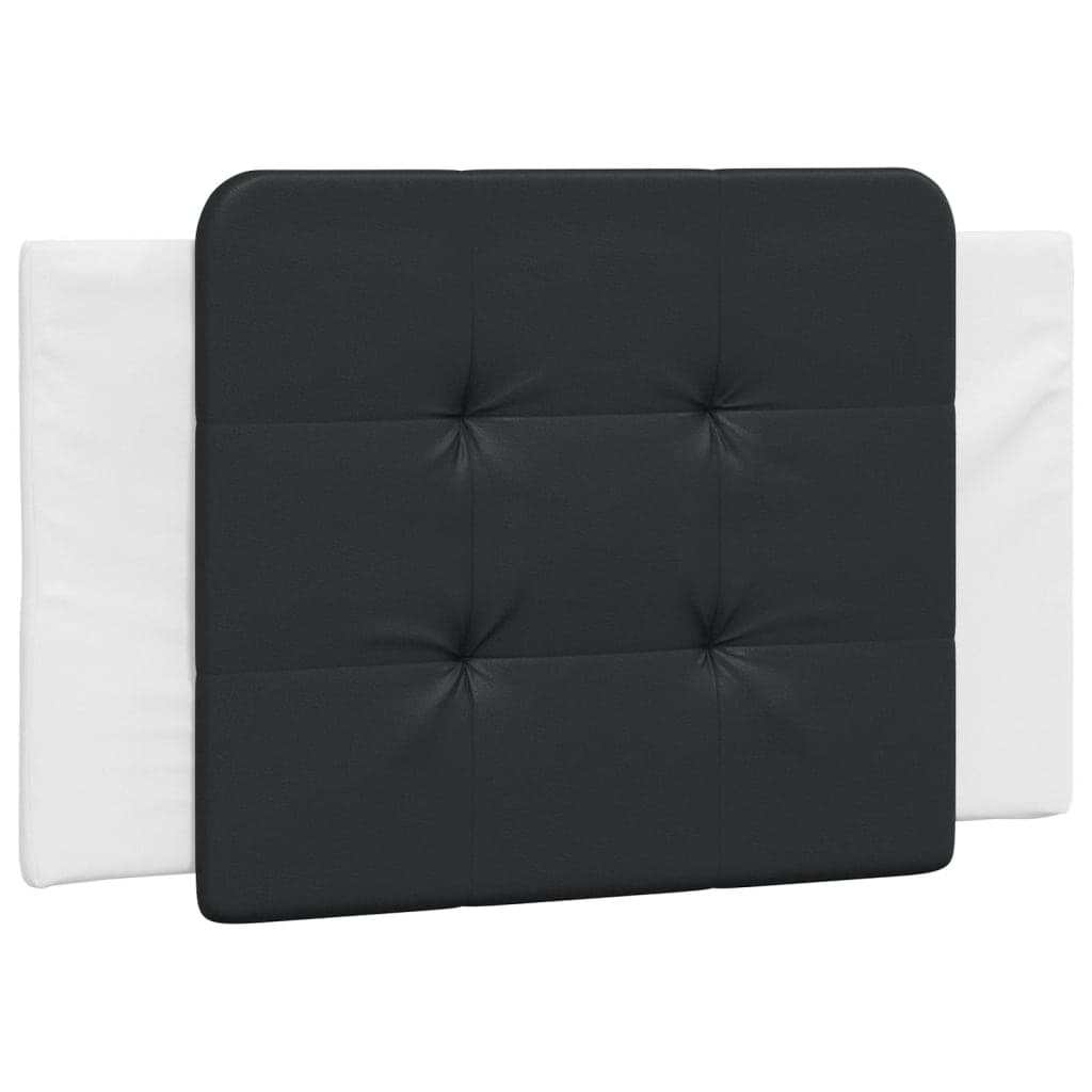 vidaXL Almofadão de cabeceira Zadar 80 cm couro artificial preto e branco