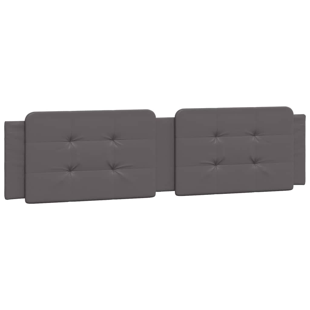 vidaXL Almofadão de cabeceira Zadar 200 cm couro artificial cinzento