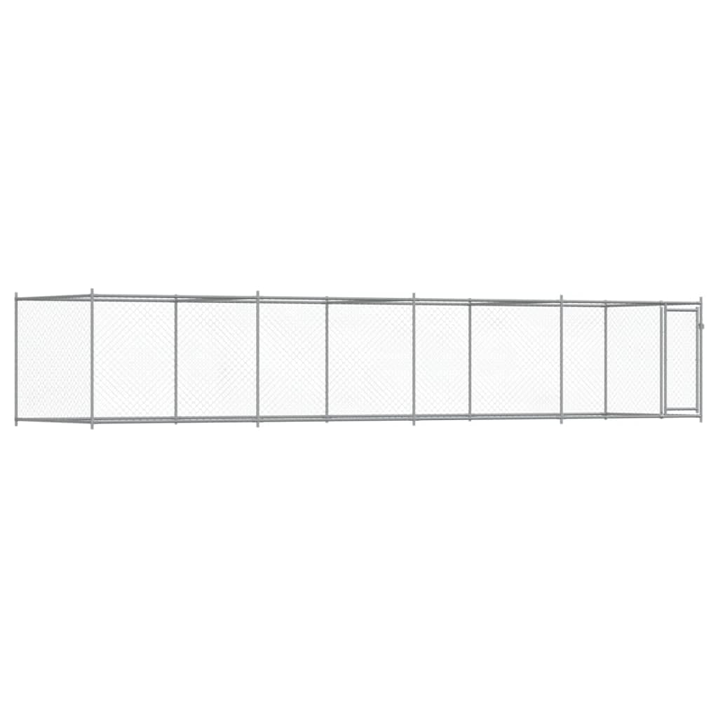 vidaXL Jaula para cão com porta 8x2x1,5 m aço galvanizado cinzento