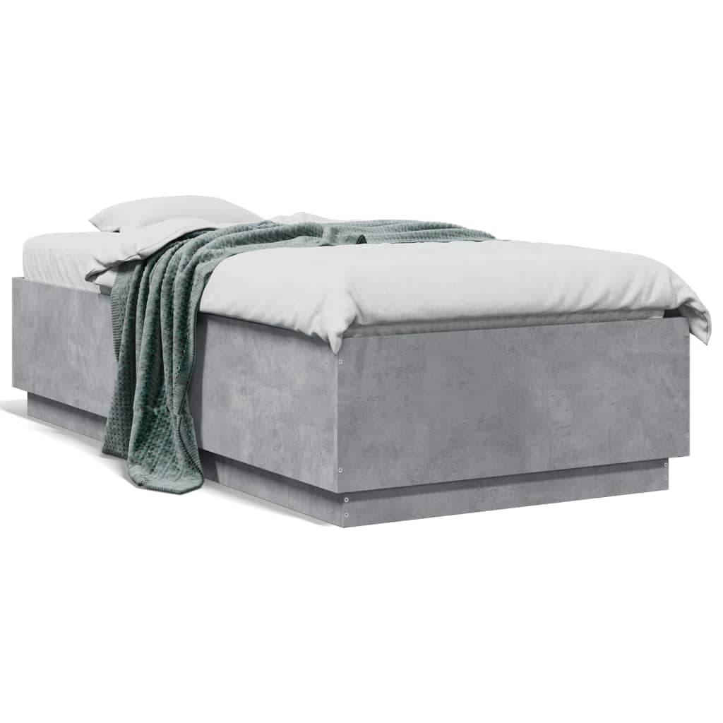 vidaXL Estrutura de Cama 90x190 cm Derivados de Madeira Cinza Cimento - 485646018
