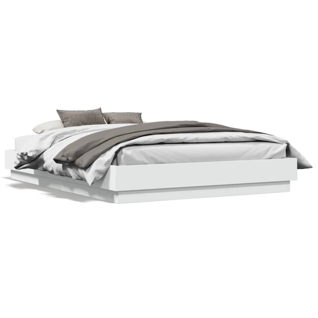 vidaXL Estrutura de cama 140x190 cm derivados de madeira branco