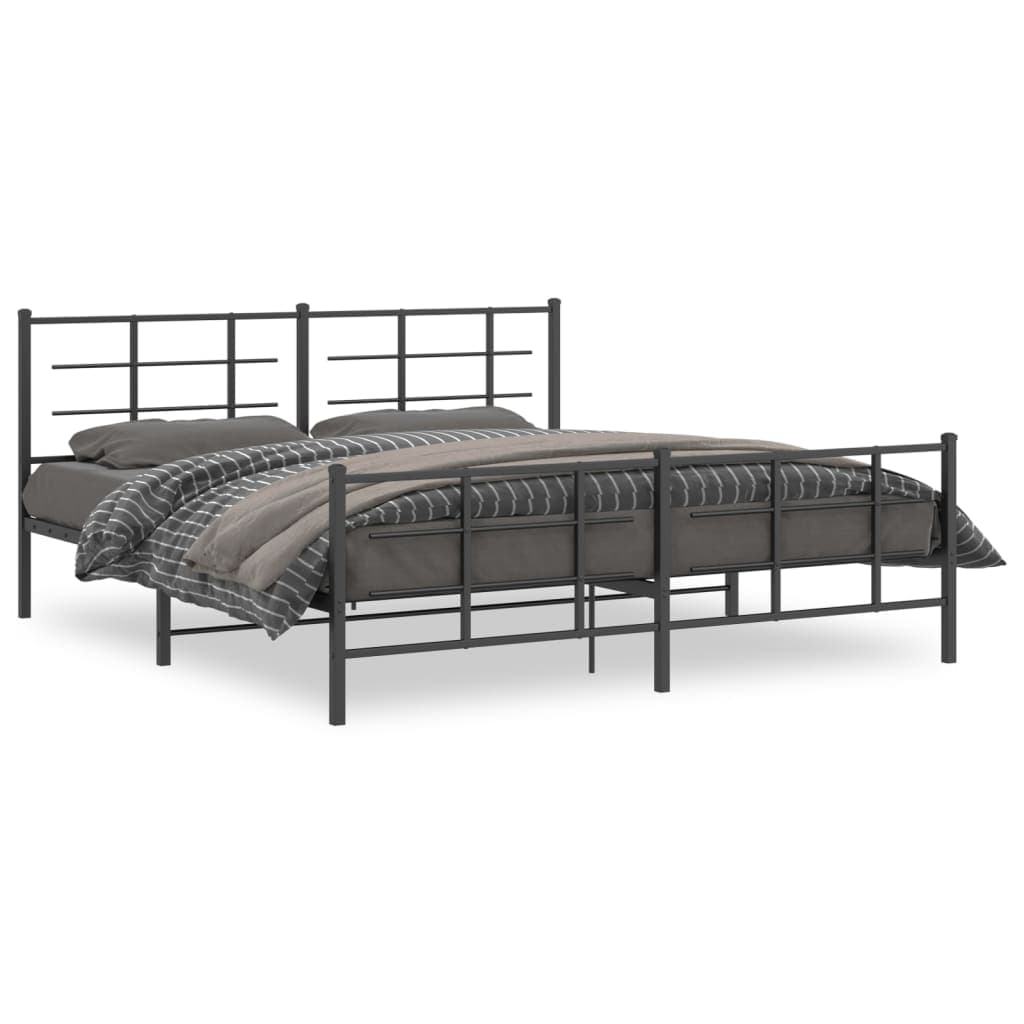 vidaXL Estrutura de cama com cabeceira e pés 183x213 cm metal preto