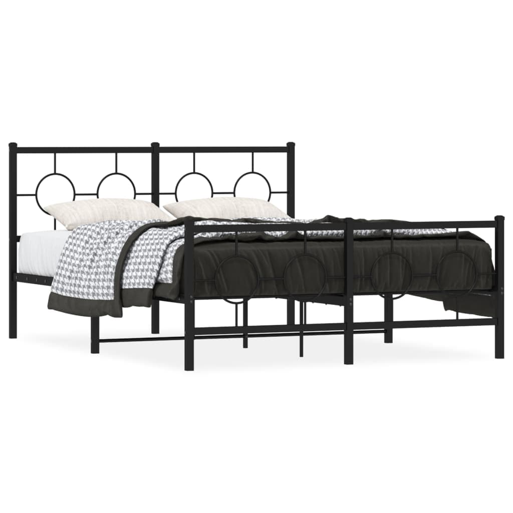 vidaXL Estrutura de Cama com Cabeceira e Pés 140x190 cm Metal Preto - 748784731