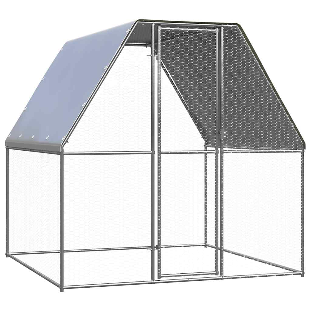 vidaXL Galinheiro 2x2x2 m aço galvanizado prateado e cinzento