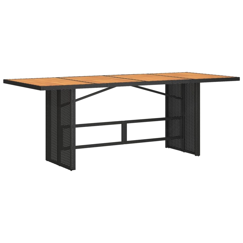 vidaXL Mesa de Jardim com Tampo em Acácia 190x80x75 cm Vime Pe Preto - 1736221636