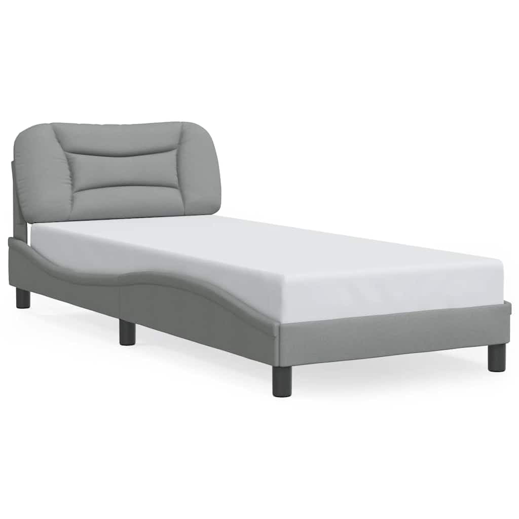 vidaXL Estrutura de cama sem colchão Hvar 90x190 cm tecido cinzento-claro