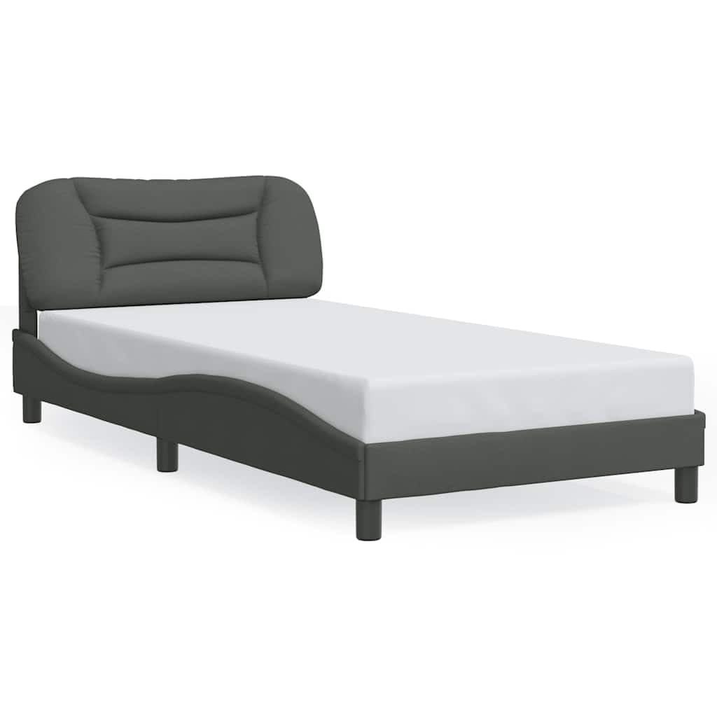 vidaXL Estrutura de cama sem colchão Hvar 100x200 cm tecido cinzento-escuro