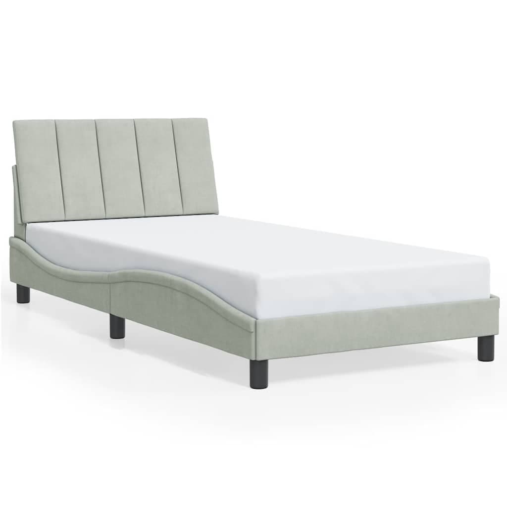 vidaXL Estrutura de cama sem colchão Hanko 100x200 cm veludo cinzento-claro