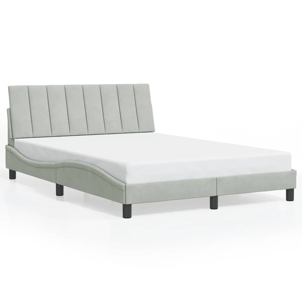 vidaXL Estrutura de cama sem colchão Hanko 140x200 cm veludo cinzento-claro
