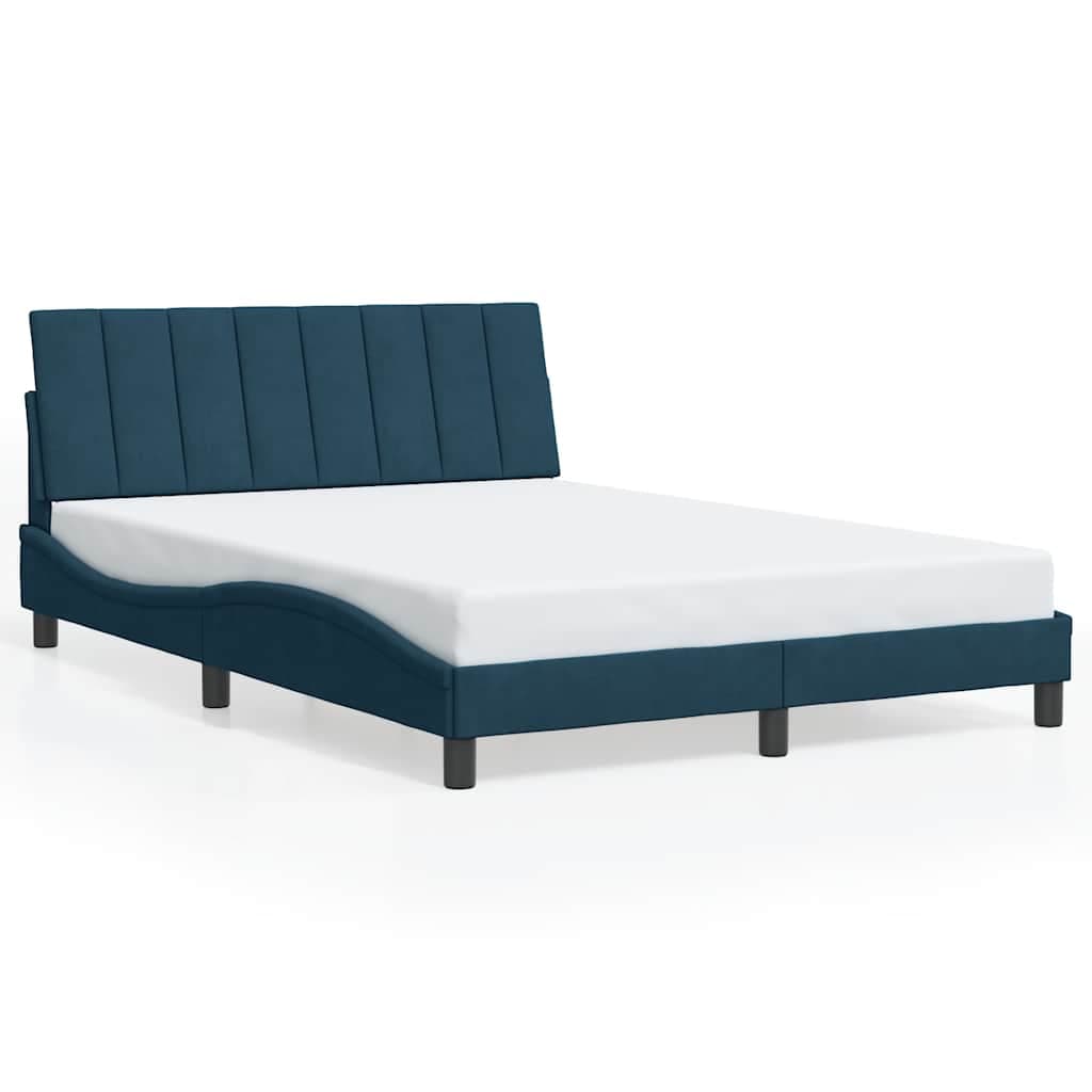 vidaXL Estrutura de Cama com Cabeceira 140x200 cm Veludo Azul - 1763048303