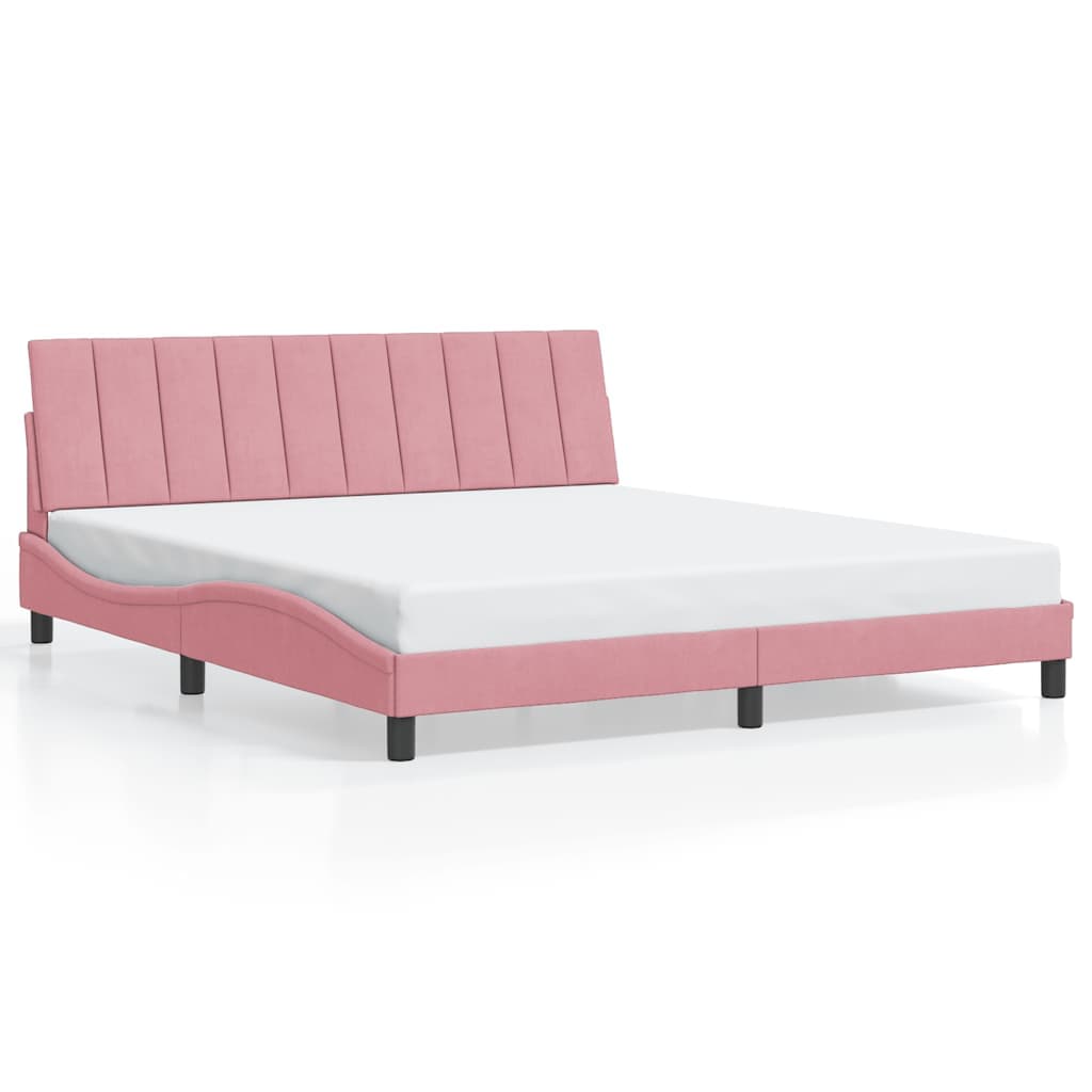 vidaXL Estrutura de Cama com Cabeceira 180x200 cm Veludo Rosa - 844258339