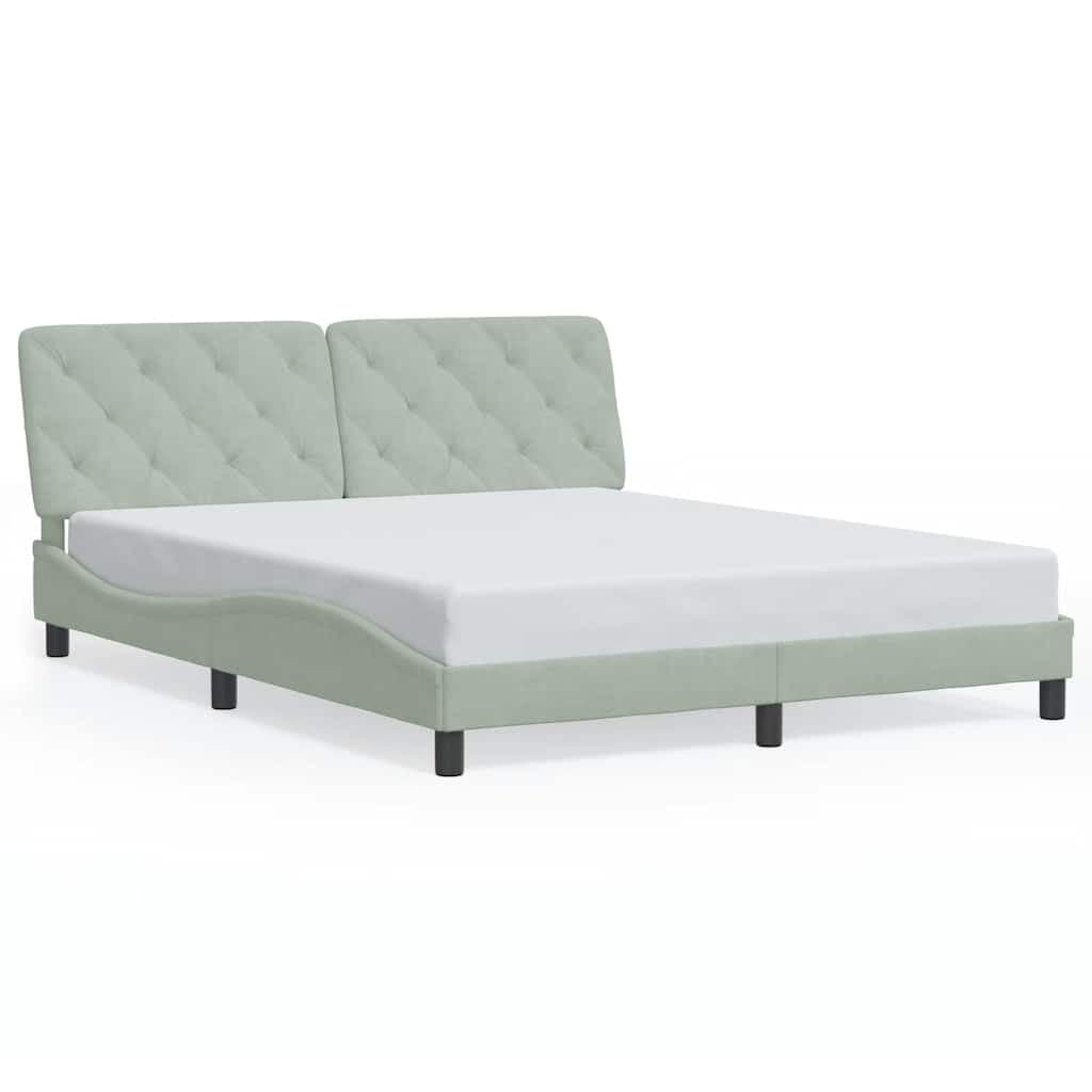 vidaXL Estrutura de Cama com Cabeceira 160x200 cm Veludo Cinzento-claro - 3343117953