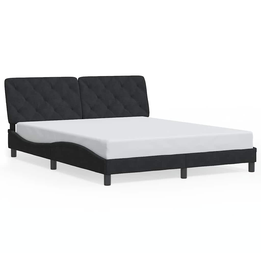 vidaXL Estrutura de Cama com Cabeceira 160x200 cm Veludo Preto - 3498268658